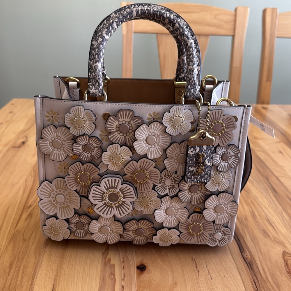 Rogue Bag 25 In Colorblock With Tea Rose And Snakeskin Detail NWT - Picture 3 of 14